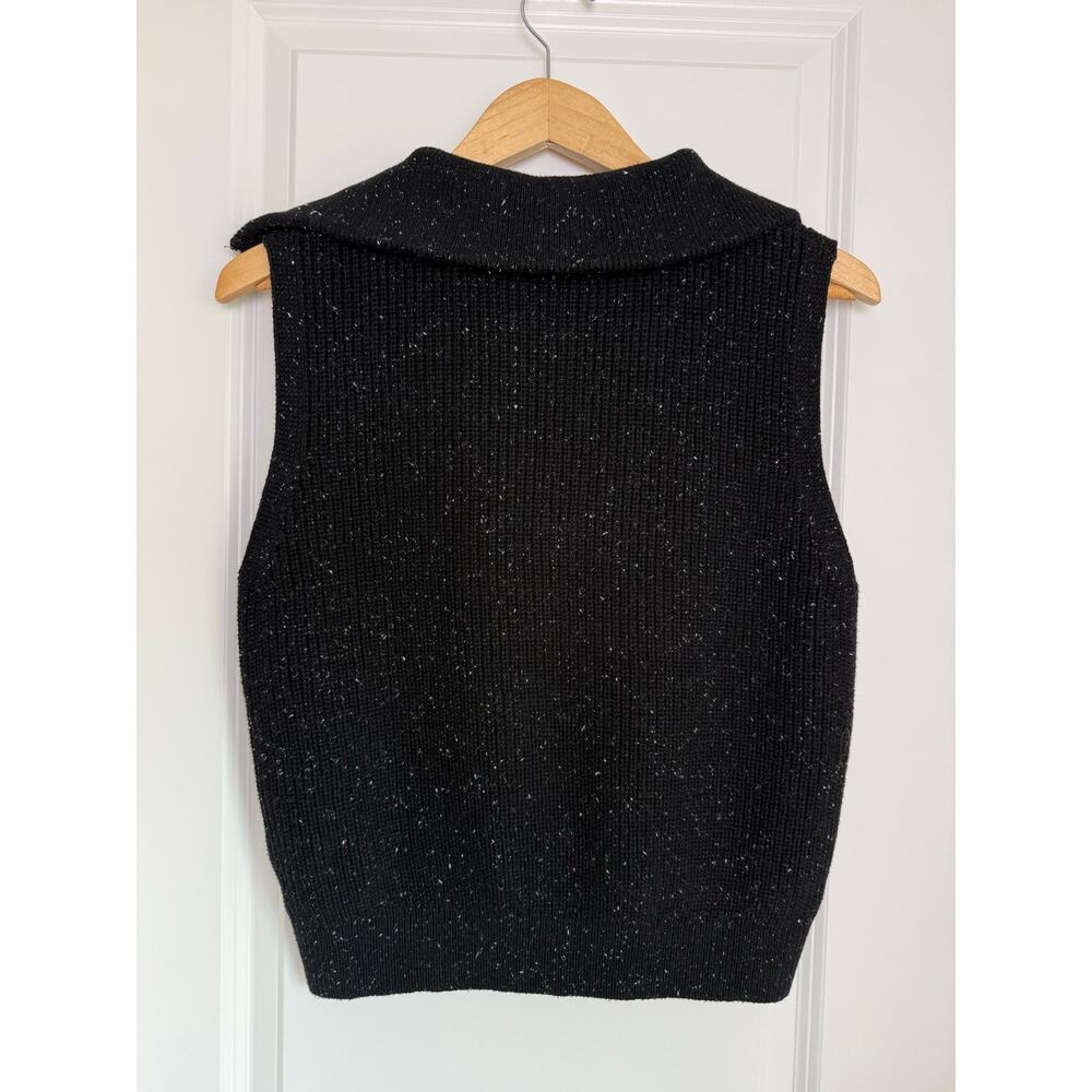 NWT Varley Amina Half-Zip Ribbed Sleeveless Knit Sweater Vest Fall Black Small - Picture 7 of 9